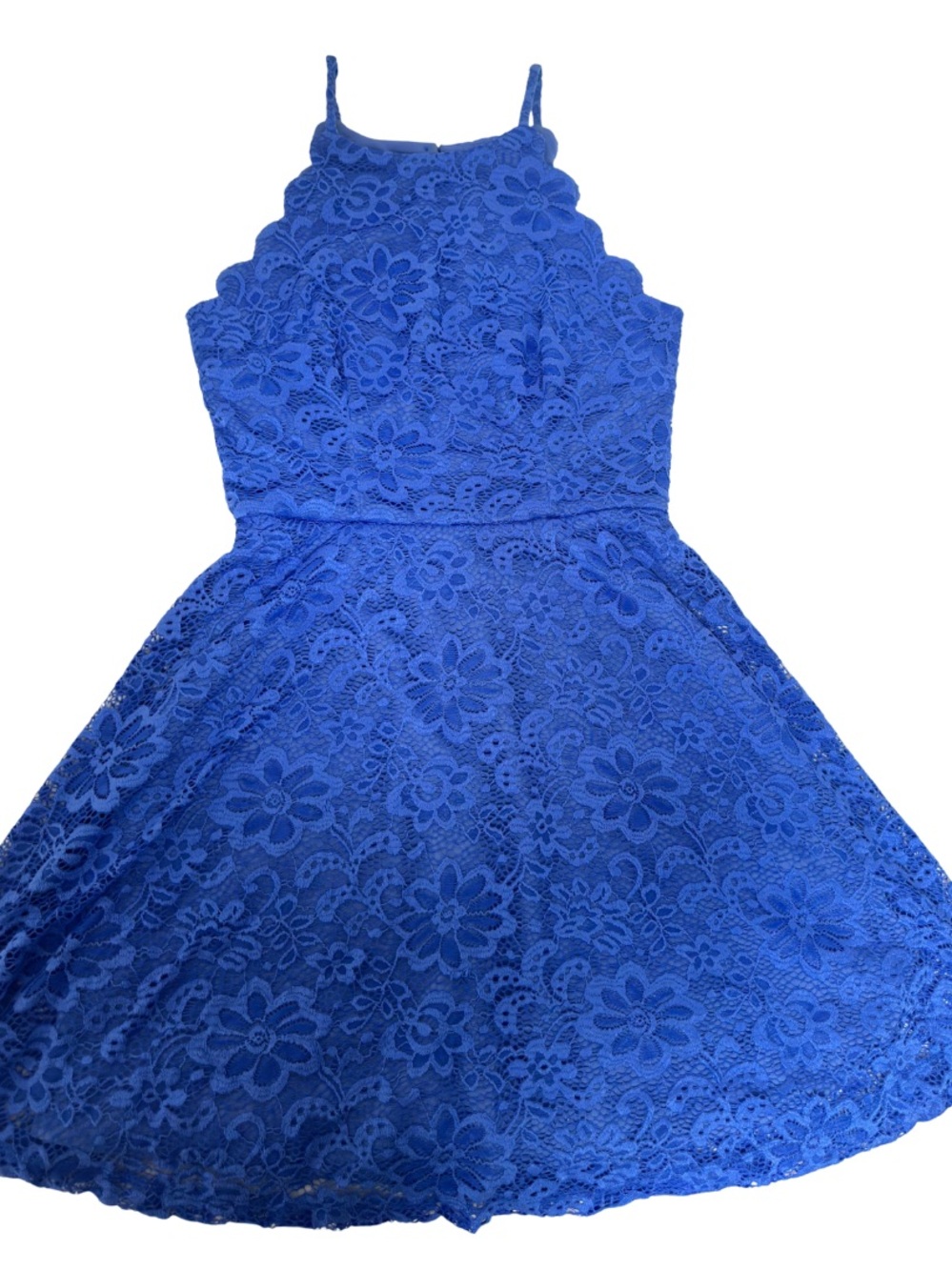 BCX Royal Blue Floral Lace Halter Dress for Girls